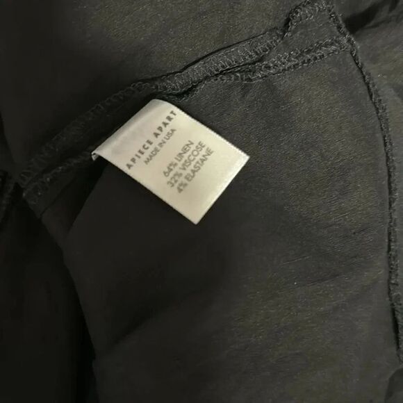 APIECE APART Bi-Level BLACK Navona linen blend 3/4 sleeves mini Dress SIZE 6 - Picture 7 of 7